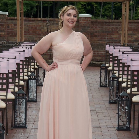 Christina Wu Blush Pink Chiffon Dress Size 14! - Picture 1 of 5